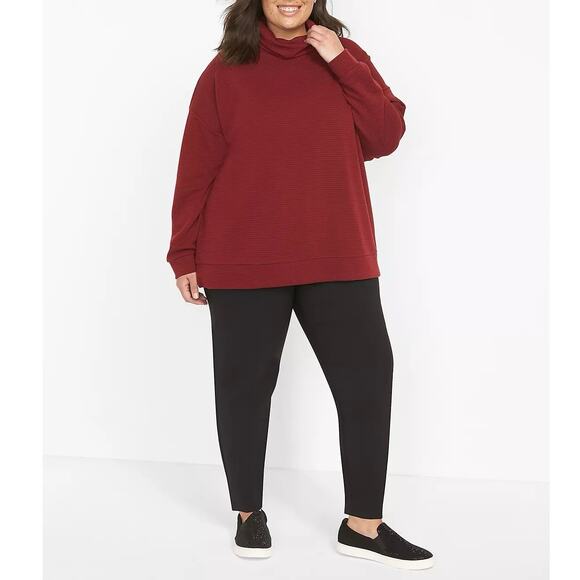 NWT Lane Bryant Ribbed Long Sleeve Turtleneck Top In Cabaret Wine Size 14/16 - Picture 3 of 12